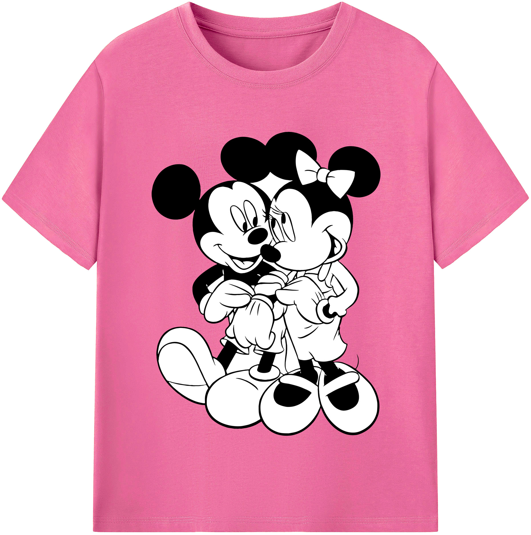 （画像用） ミッキーマウス Mickey Mouse レディースカジュアルプリントTシャツ（綿100％）